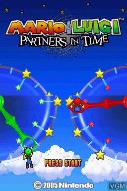 Title screen of the game Mario & Luigi - Partners in Time on Nintendo DS
