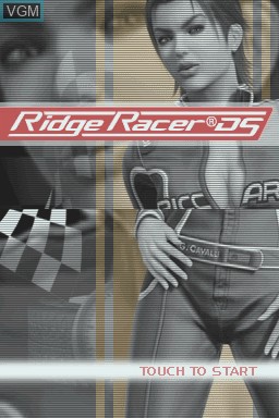 Title screen of the game Ridge Racer DS on Nintendo DS