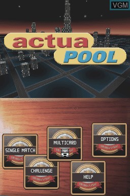Title screen of the game Actua Pool on Nintendo DS
