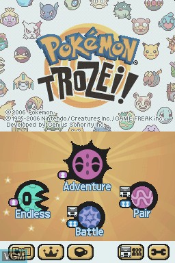 Title screen of the game Pokemon Trozei! on Nintendo DS