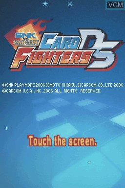 Title screen of the game SNK vs. Capcom Card Fighters DS on Nintendo DS