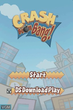 Title screen of the game Crash Boom Bang! on Nintendo DS
