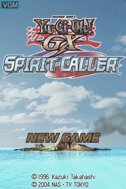 Title screen of the game Yu-Gi-Oh! GX - Spirit Caller on Nintendo DS