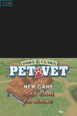 Title screen of the game Paws & Claws - Pet Vet on Nintendo DS