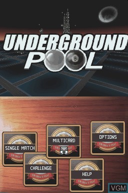 Title screen of the game Underground Pool on Nintendo DS