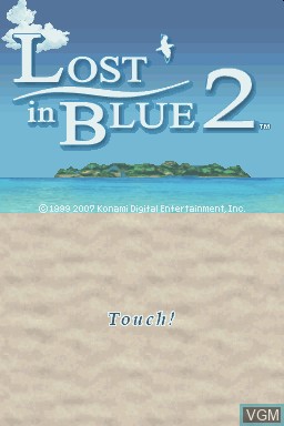 Title screen of the game Lost in Blue 2 on Nintendo DS