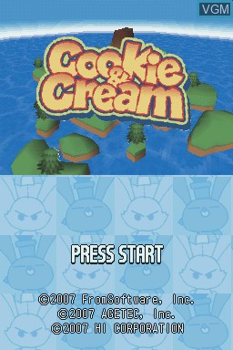 Title screen of the game Cookie & Cream on Nintendo DS