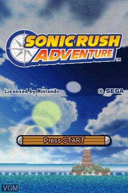 Title screen of the game Sonic Rush Adventure on Nintendo DS