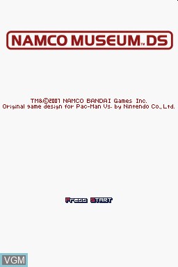 Title screen of the game Namco Museum DS on Nintendo DS