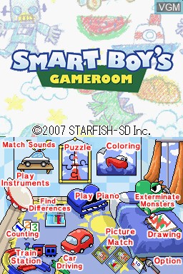 Title screen of the game Smart Boy's Gameroom on Nintendo DS