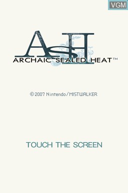 Title screen of the game ASH - Archaic Sealed Heat on Nintendo DS