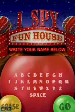 Title screen of the game I SPY Fun House on Nintendo DS