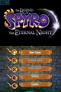 Title screen of the game Legend of Spyro, The - The Eternal Night on Nintendo DS