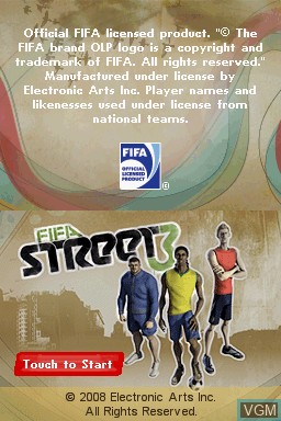Title screen of the game FIFA Street 3 on Nintendo DS