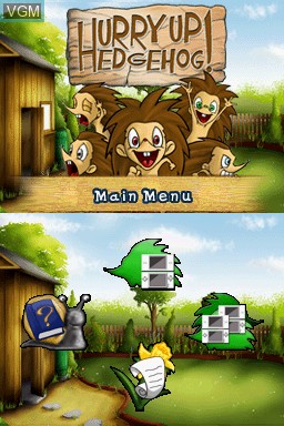 Title screen of the game Hurry Up Hedgehog! on Nintendo DS