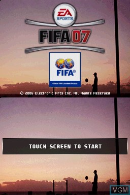 Title screen of the game FIFA Soccer 07 on Nintendo DS
