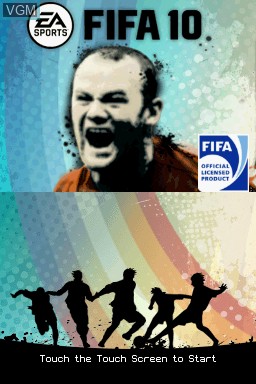 Title screen of the game FIFA Soccer 10 on Nintendo DS
