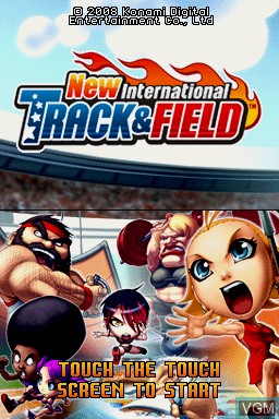 Title screen of the game New International Track & Field on Nintendo DS