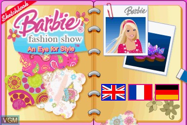 Title screen of the game Barbie Fashion Show - Eye for Style on Nintendo DS