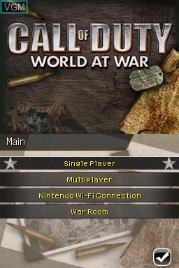 Title screen of the game Call of Duty - World at War on Nintendo DS