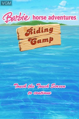 Title screen of the game Barbie Horse Adventures - Riding Camp on Nintendo DS