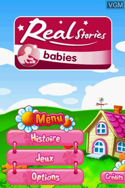 Title screen of the game Real Stories - Babies on Nintendo DS