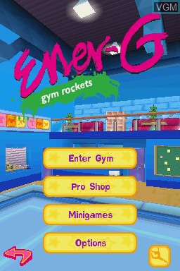 Title screen of the game Ener-G Gym Rockets on Nintendo DS