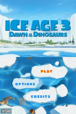 Title screen of the game Ice Age 3 - Dawn of the Dinosaurs on Nintendo DS