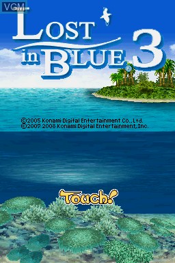 Title screen of the game Lost in Blue 3 on Nintendo DS