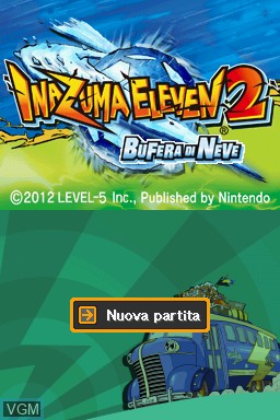 Title screen of the game Inazuma Eleven 2 - Bufera di Neve on Nintendo DS