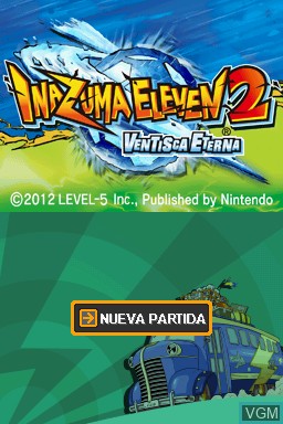 Title screen of the game Inazuma Eleven 2 - Ventisca Eterna on Nintendo DS