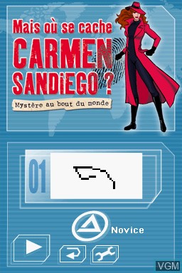 Title screen of the game Mais où se Cache Carmen Sandiego - Mystère au Bout du Monde on Nintendo DS