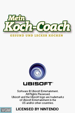 Title screen of the game Mein Koch-Coach - Gesund und Lecker Kochen on Nintendo DS