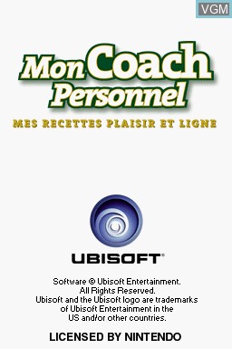 Title screen of the game Mon Coach Personnel - Mes Recettes Plaisir et Ligne on Nintendo DS