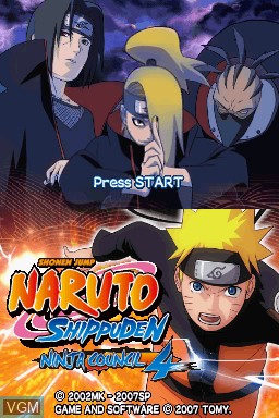 Title screen of the game Naruto Shippuden - Ninja Council 4 on Nintendo DS