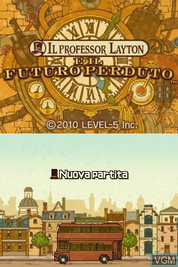 Title screen of the game Professor Layton e il Futuro Perduto, Il on Nintendo DS