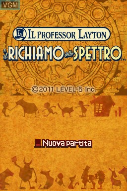 Title screen of the game Professor Layton e il Richiamo dello Spettro, Il on Nintendo DS