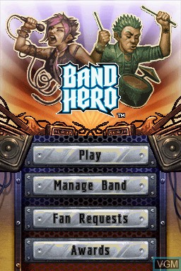 Title screen of the game Band Hero on Nintendo DS