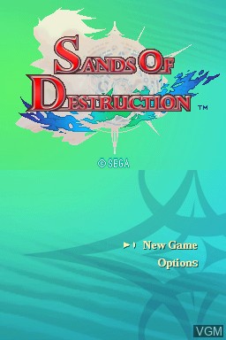 Title screen of the game Sands of Destruction on Nintendo DS