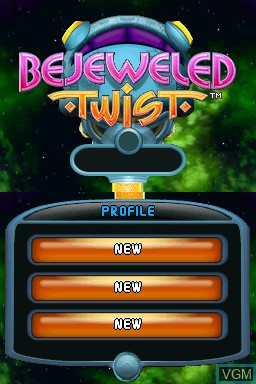 Title screen of the game Bejeweled Twist on Nintendo DS