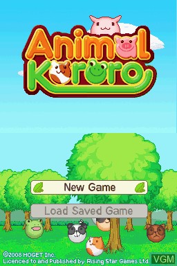 Title screen of the game Animal Kororo on Nintendo DS