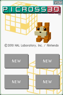 Title screen of the game Picross 3D on Nintendo DS