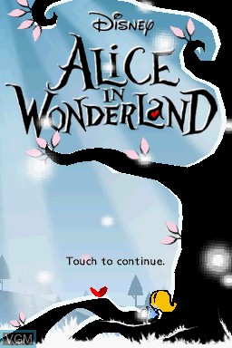 Title screen of the game Alice in Wonderland on Nintendo DS