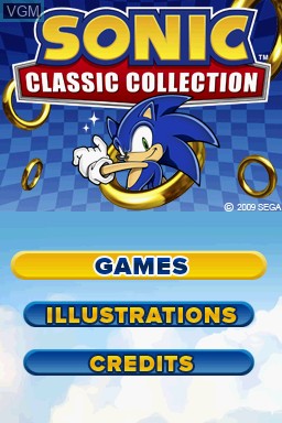 Title screen of the game Sonic Classic Collection on Nintendo DS