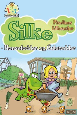 Title screen of the game Silke - Pixeline Lillesoster - Honsefodder og Gulerodder on Nintendo DS