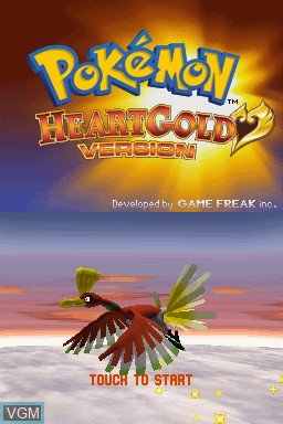 Title screen of the game Pokemon HeartGold Version on Nintendo DS