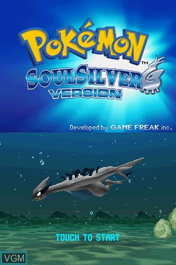 Title screen of the game Pokemon SoulSilver Version on Nintendo DS