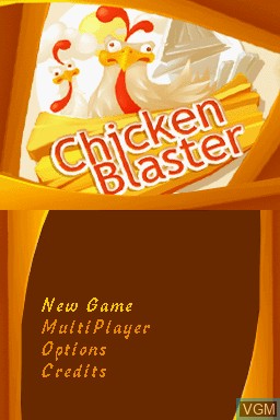 Title screen of the game Chicken Blaster on Nintendo DS