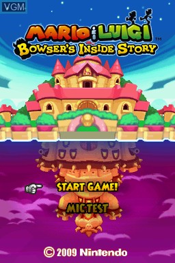 Title screen of the game Mario & Luigi - Bowser's Inside Story on Nintendo DS