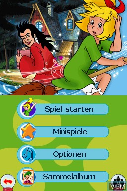 Title screen of the game BiBi Blocksberg - Das Gestohlene Hexbuch on Nintendo DS